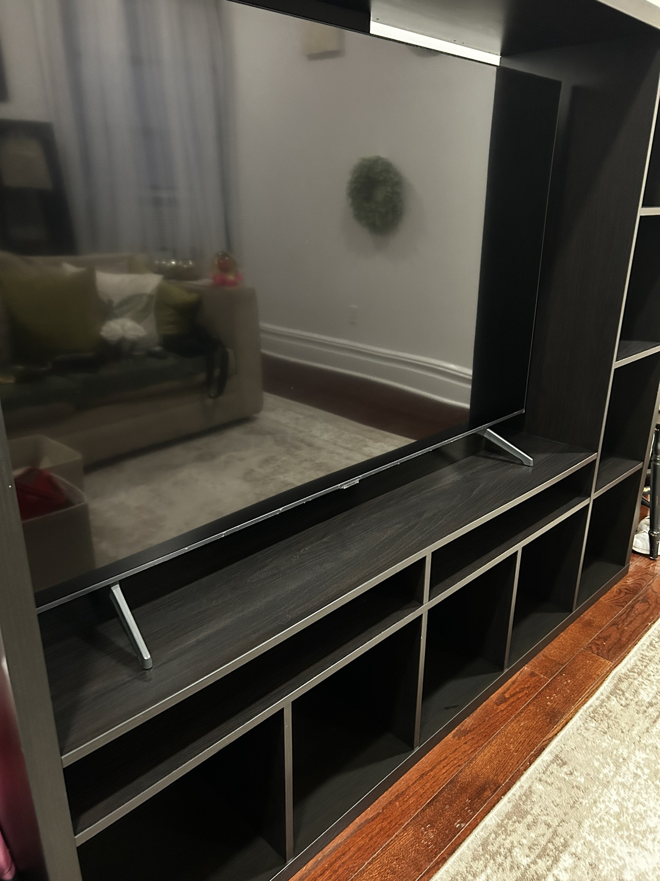 Black tv stand with shelf - photo 3