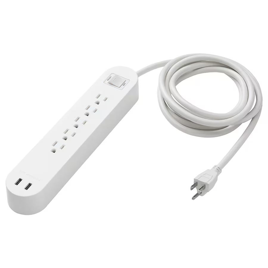 KOPPLA 5 outlet power strip & 2 USB ports, white, 118 " - photo 2