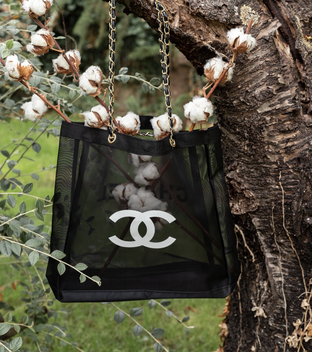 Chanel Beauty VIP Black Mesh Tote Bag & Cosmetic Pouch image indicator(4)