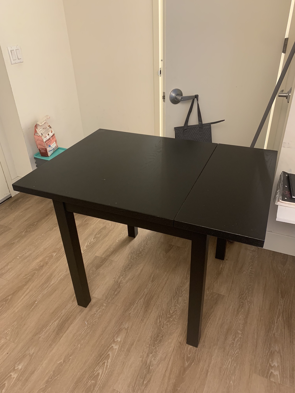 Black dining room table, adjustable