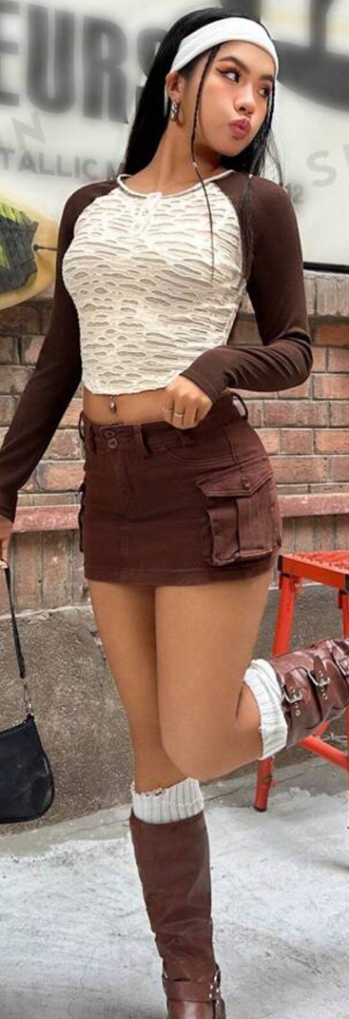 Color block crop top knit