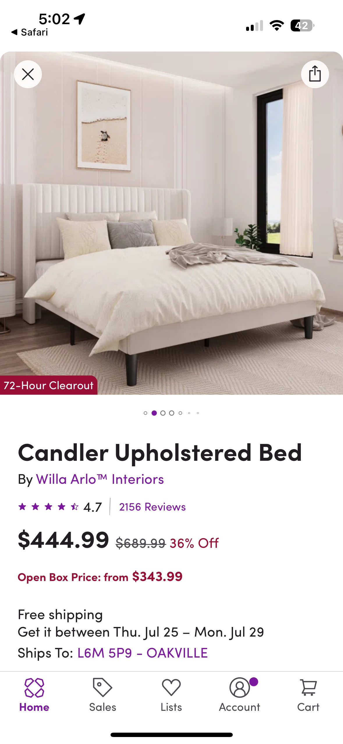 Candler Upholstered Bed frame - Full Size - White