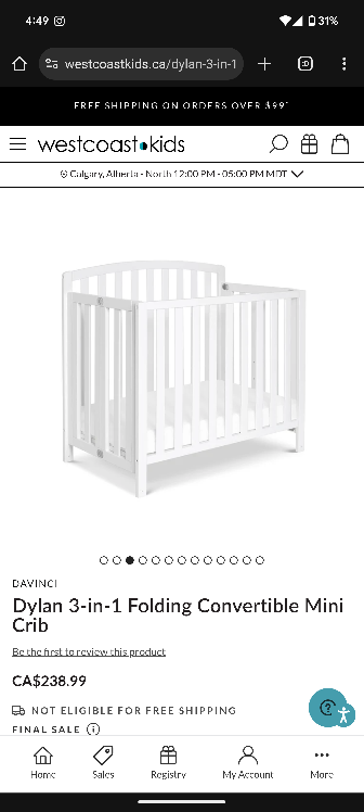 West Coast Kids mini crib in excellent condition. - photo 5