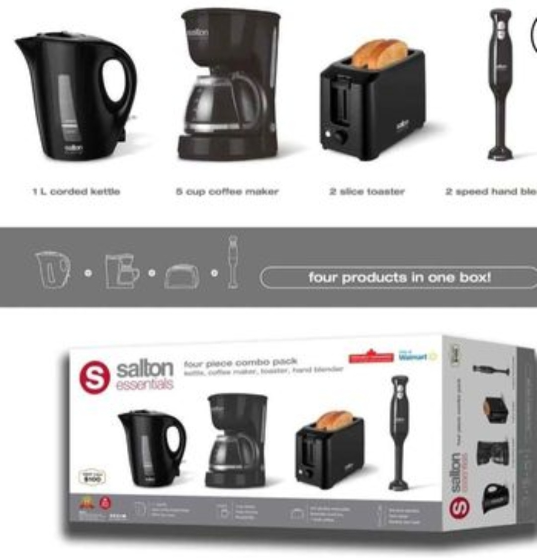 Salton: Kettle, Coffee Maker, Toaster and Hand Blender 4 in 1 thumbnail