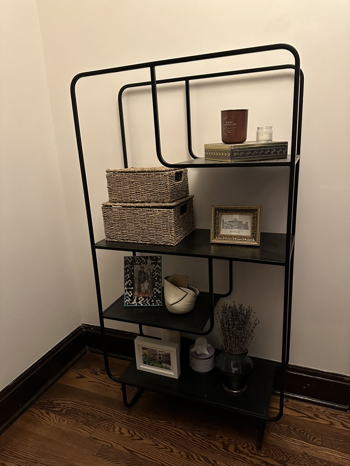 Black metal shelf