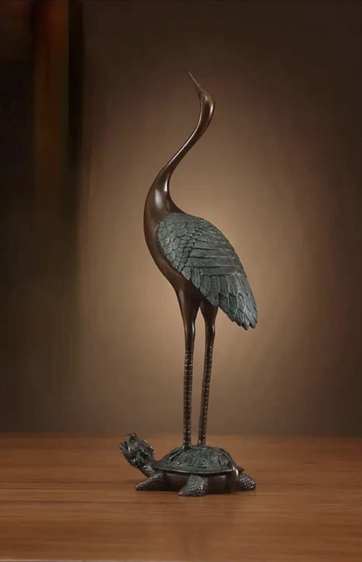 Brass Crane on Turtle