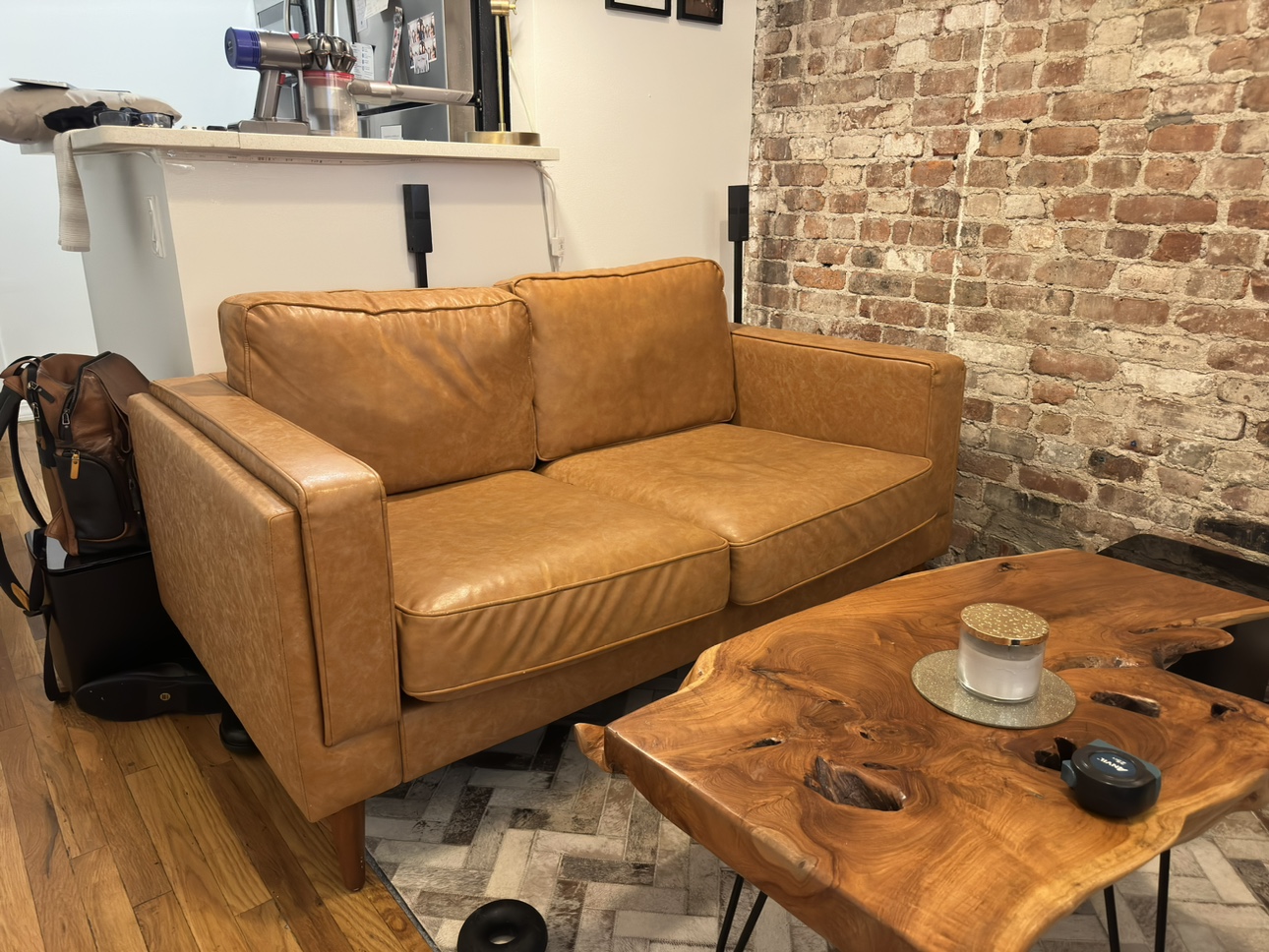 Faux Leather Loveseat
