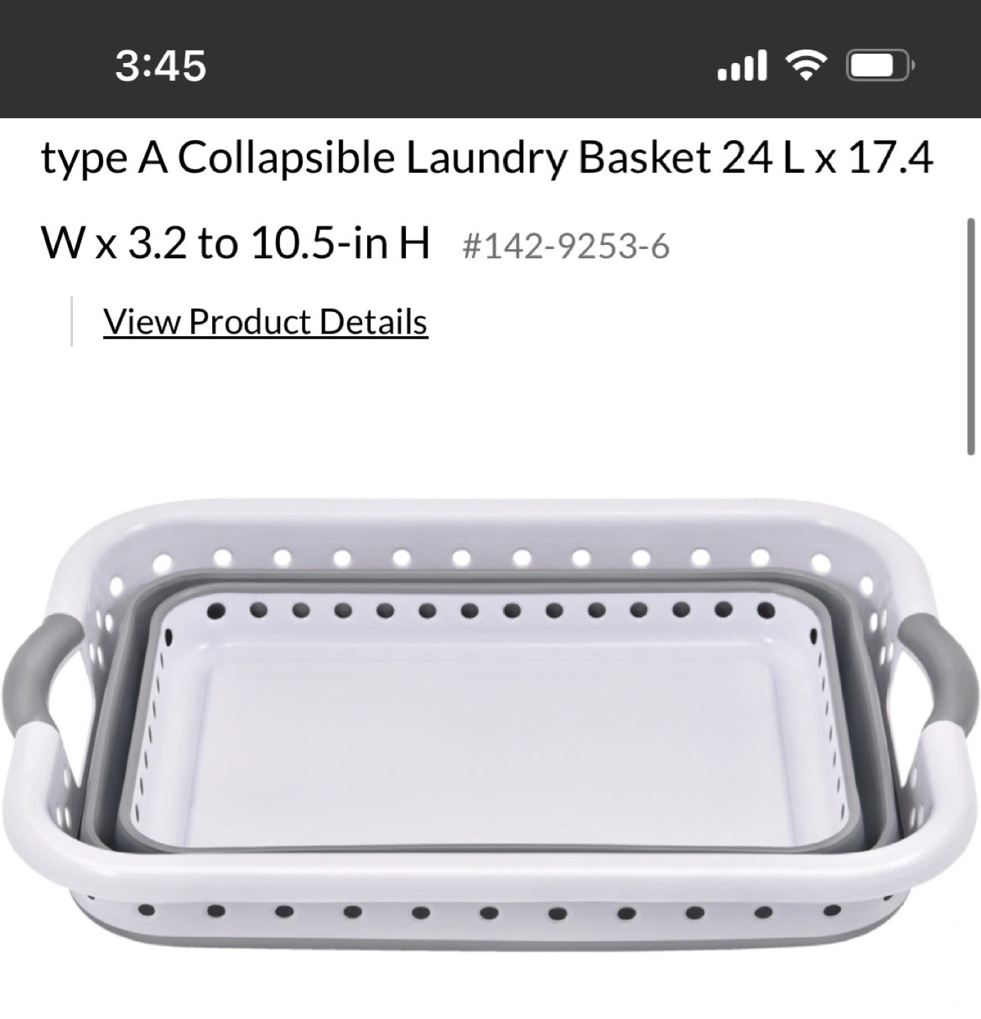 Foldable Laundry basket from Canadian tire