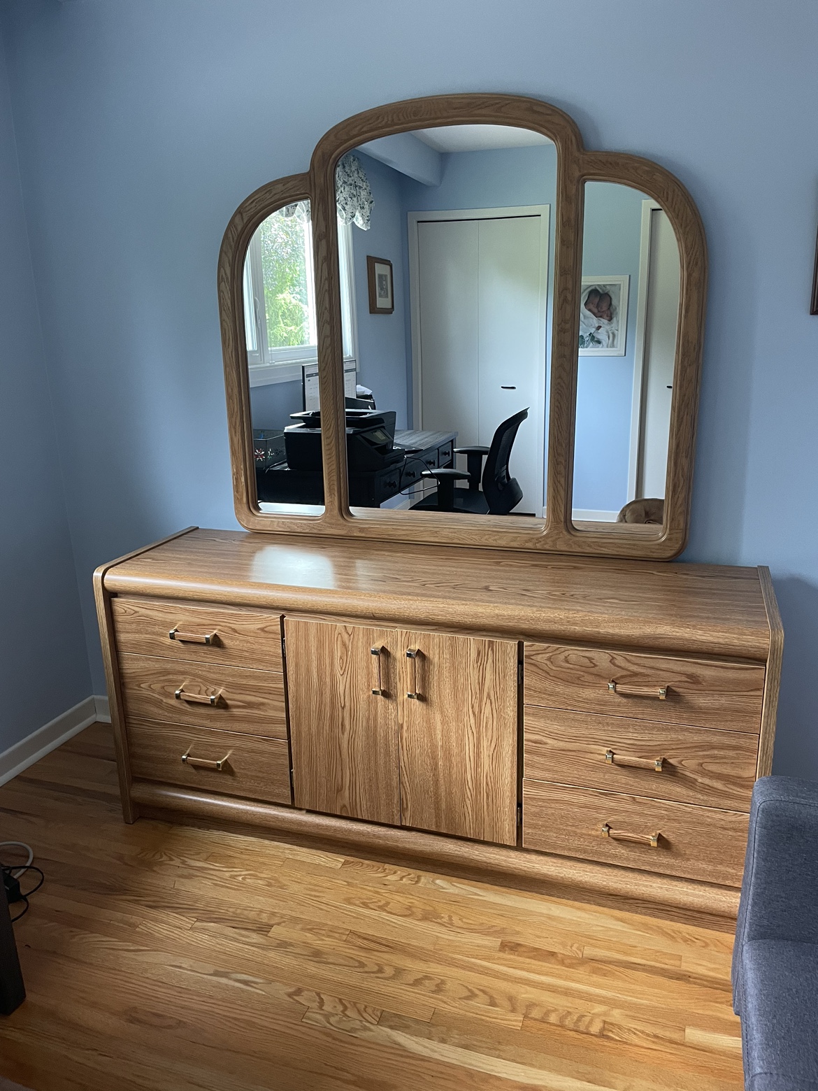 4 Piece - Wooden Dresser with mirror, dresser and 2 night tables