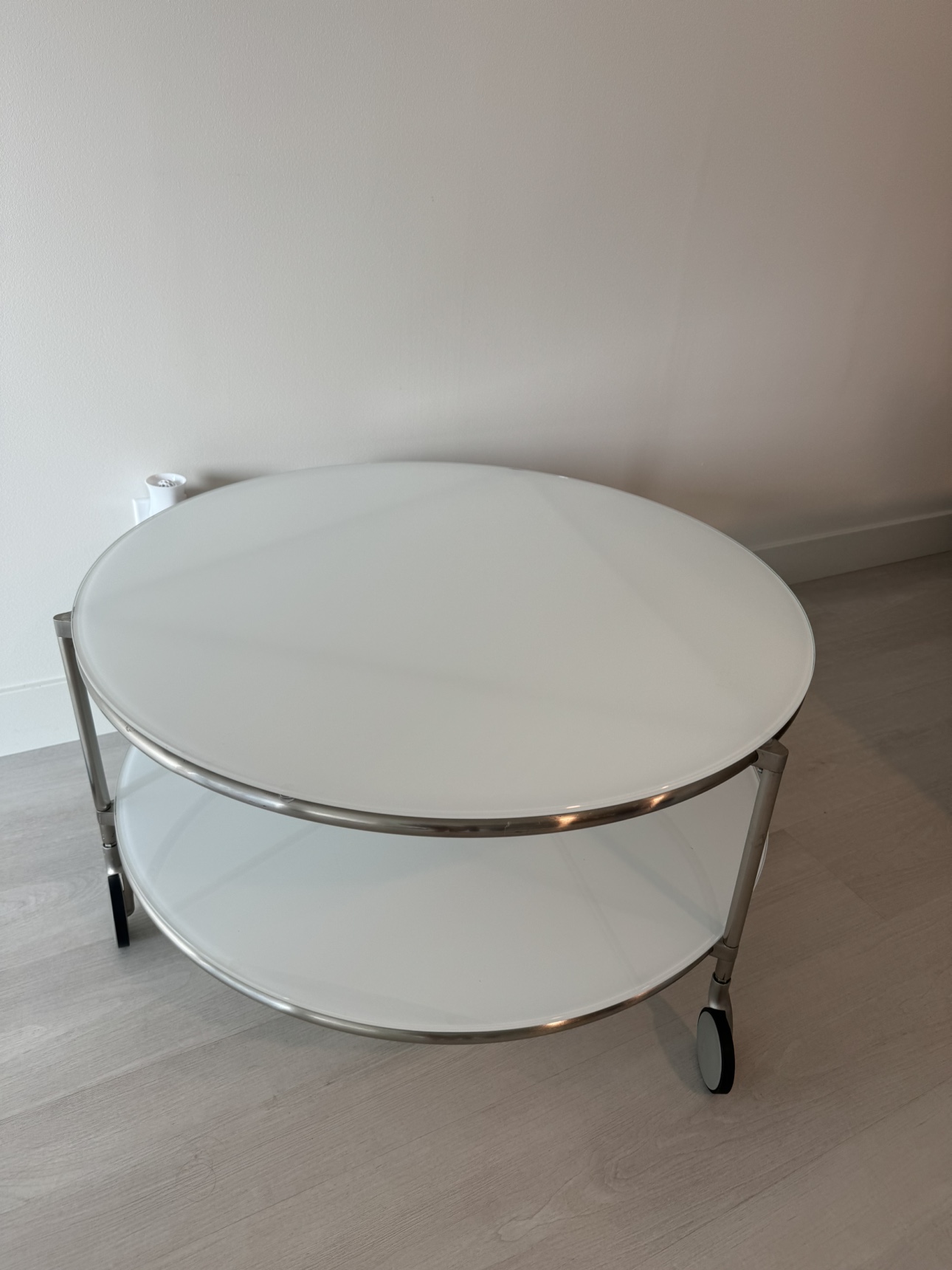Ikea white glass coffee table