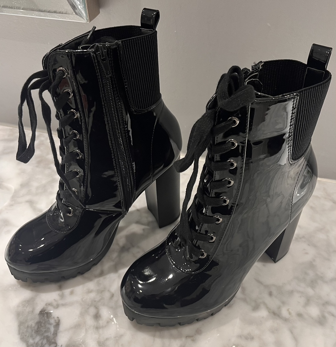 Black Shiny Bootie Heels - Fashion Nova image indicator(4)