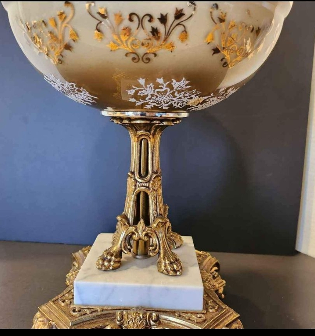 Lamp, Old Hollywood Regency, Art Glass Embossed Mid-Century - photo 5