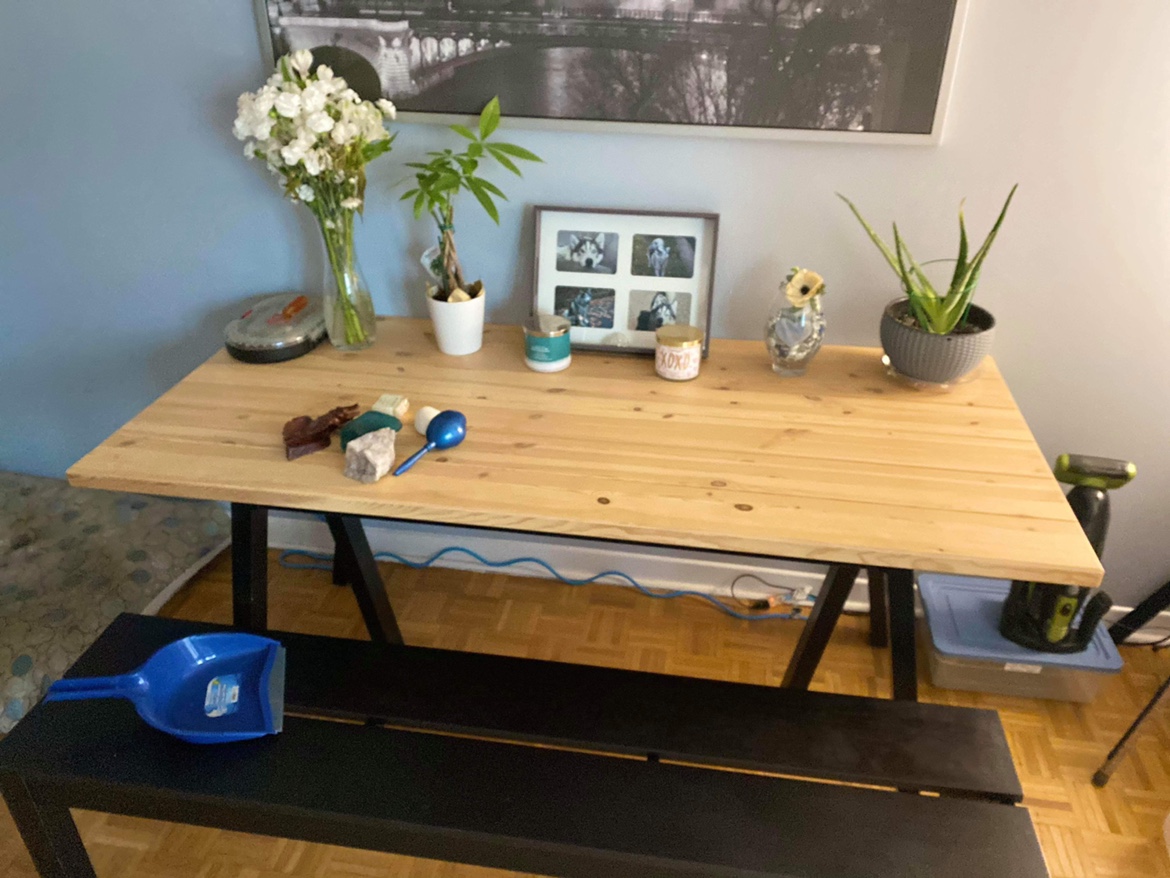 Dining table with bench