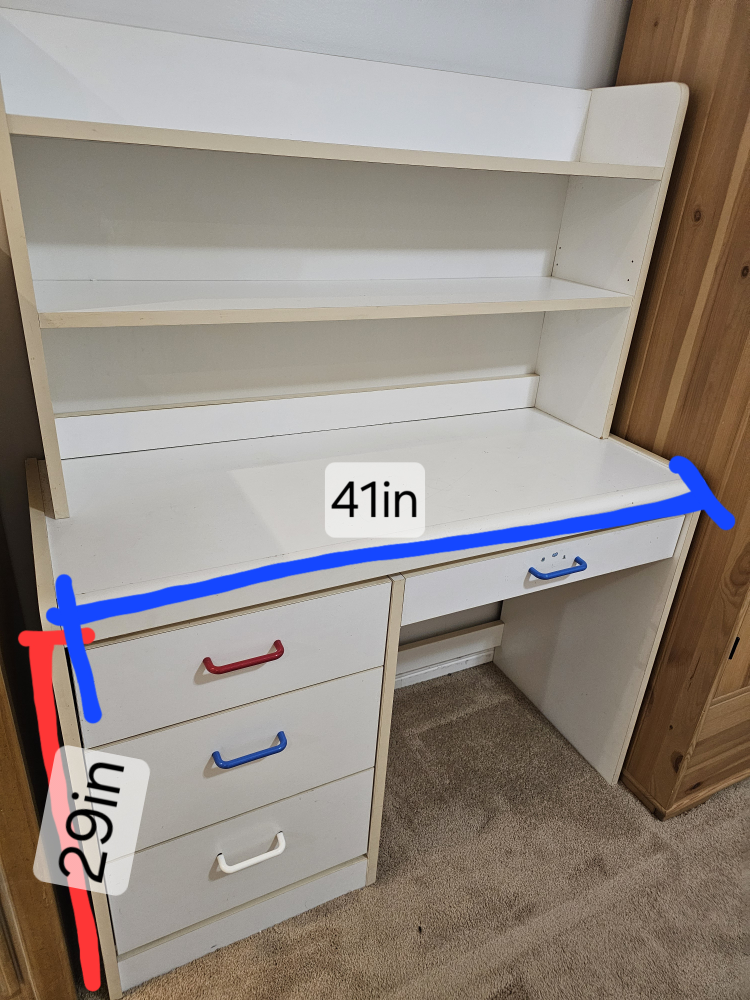 desk with bookshelf