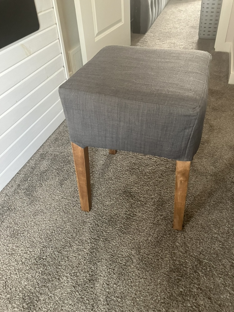 Vanity stool with refinished wood legs