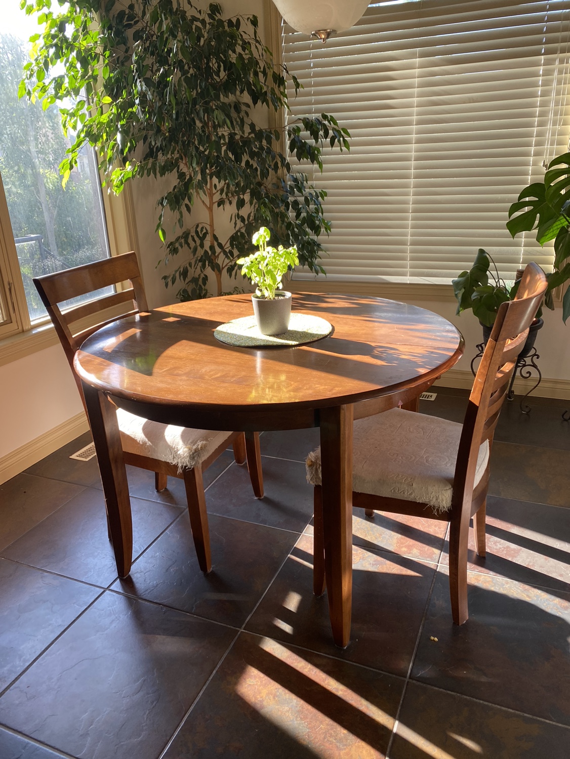 Solid wood table and chairs - used