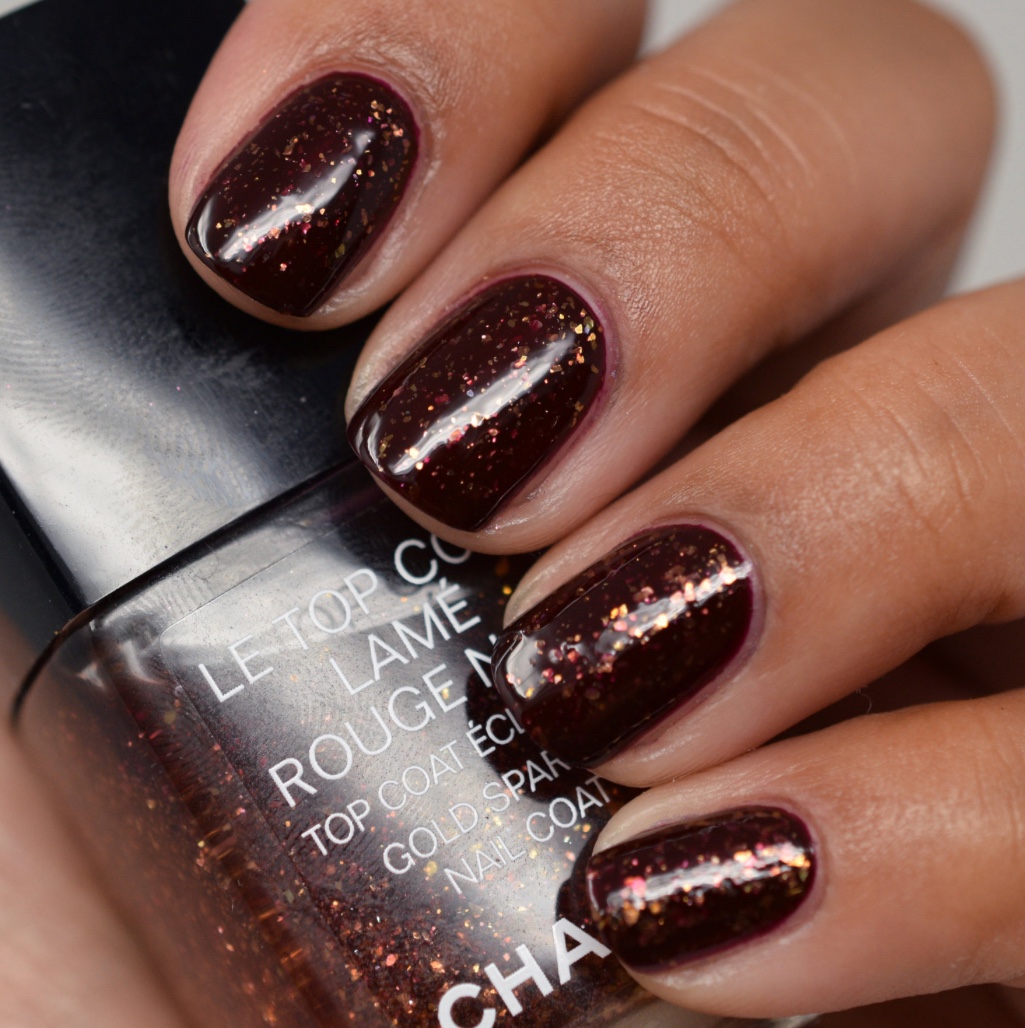CHANEL LE TOP COAT Gold Sparkle Rouge Noir NAIL POLISH - photo 2