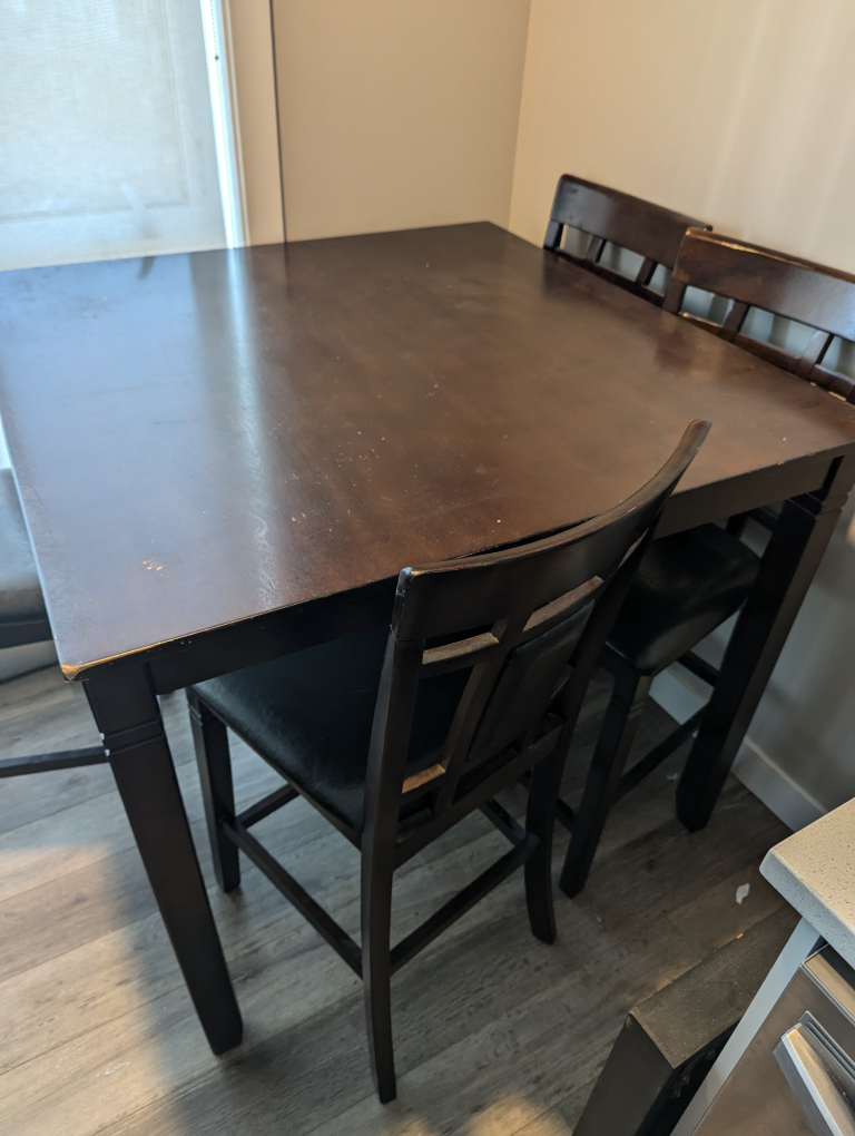 Table and four chairs