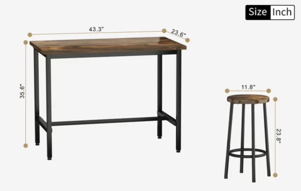 4 Seater Dining Table with Stools - photo 3