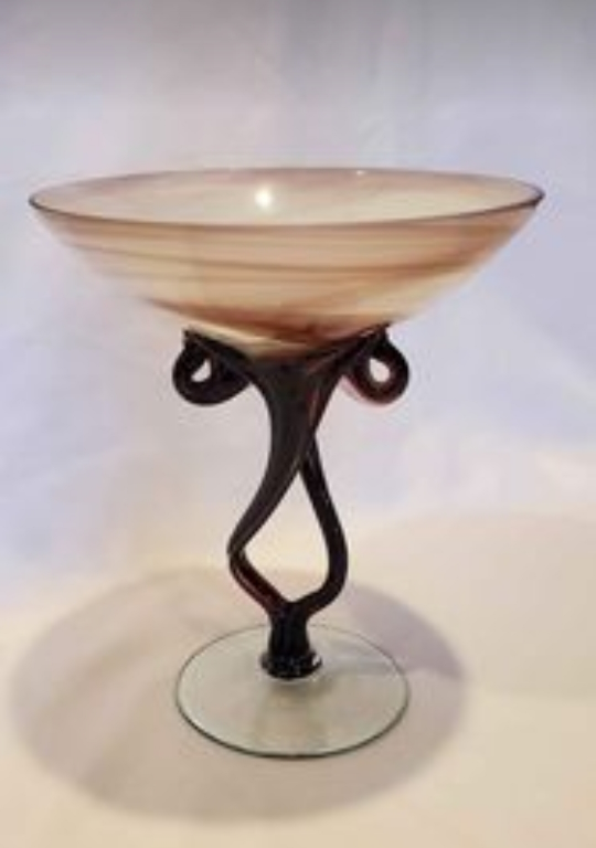 Josefina Krosno Art Glass compote, bowl, dish, champagne - photo 2