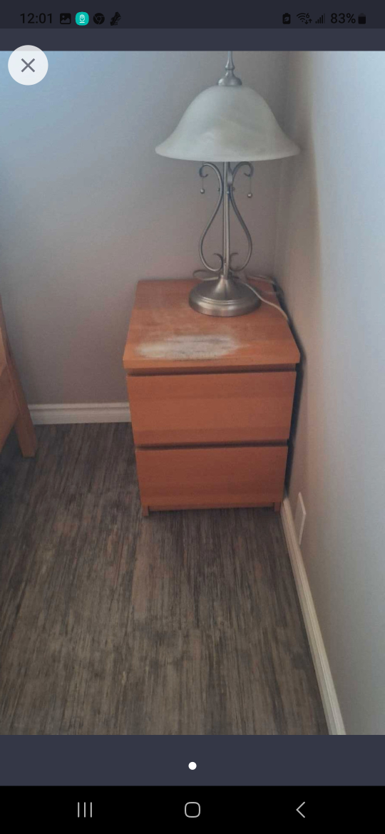 IKEA two sliding drawl night table with light thumbnail