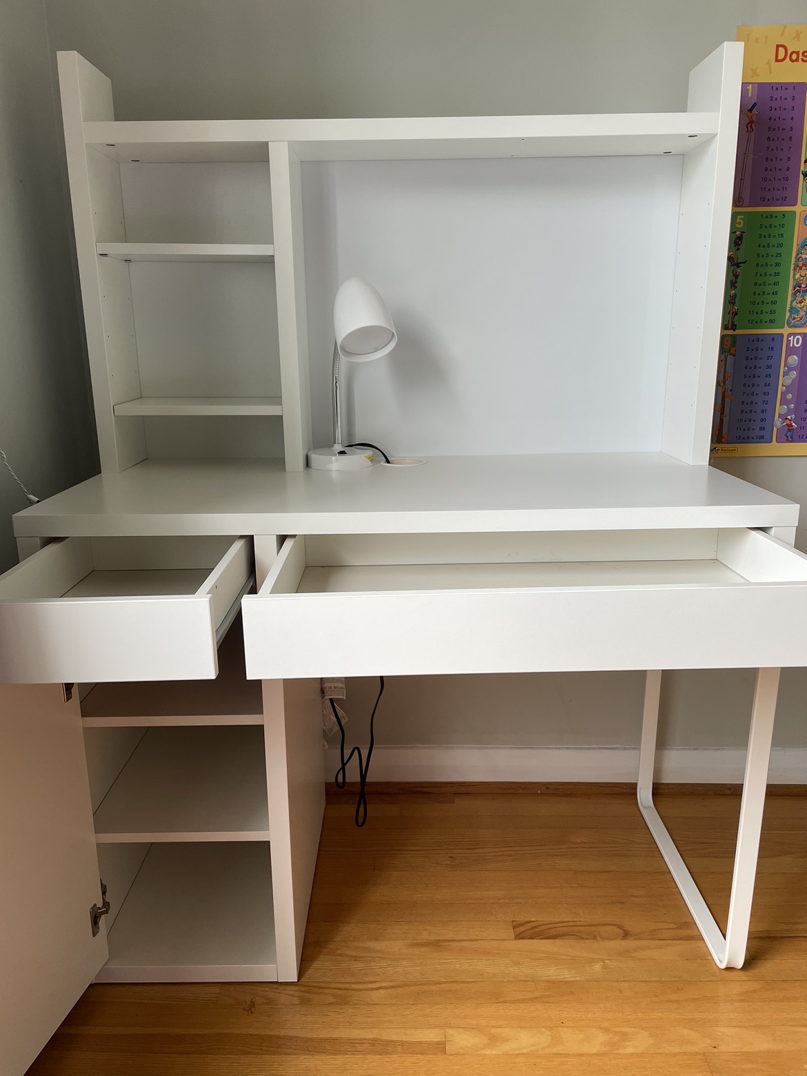 Moving Sale / White MICKE IKEA desk with chair image indicator(7)