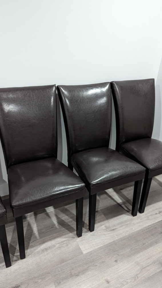 Set of 5 brown leather chairs - photo 4