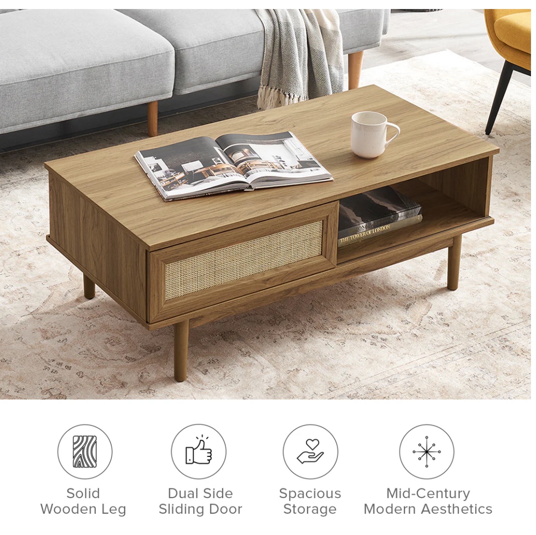 Rattan accented Coffee Table