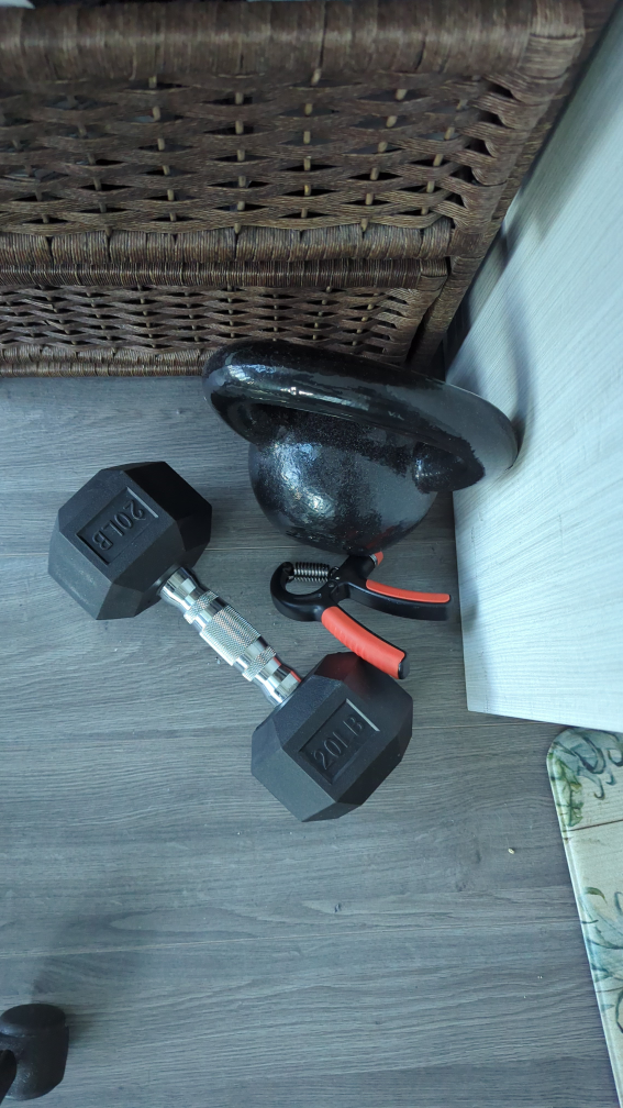 dumbbell and kettlebell