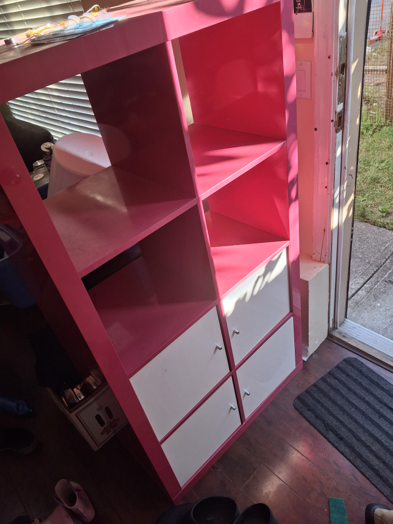 Pink bookshelf  / shoe rack