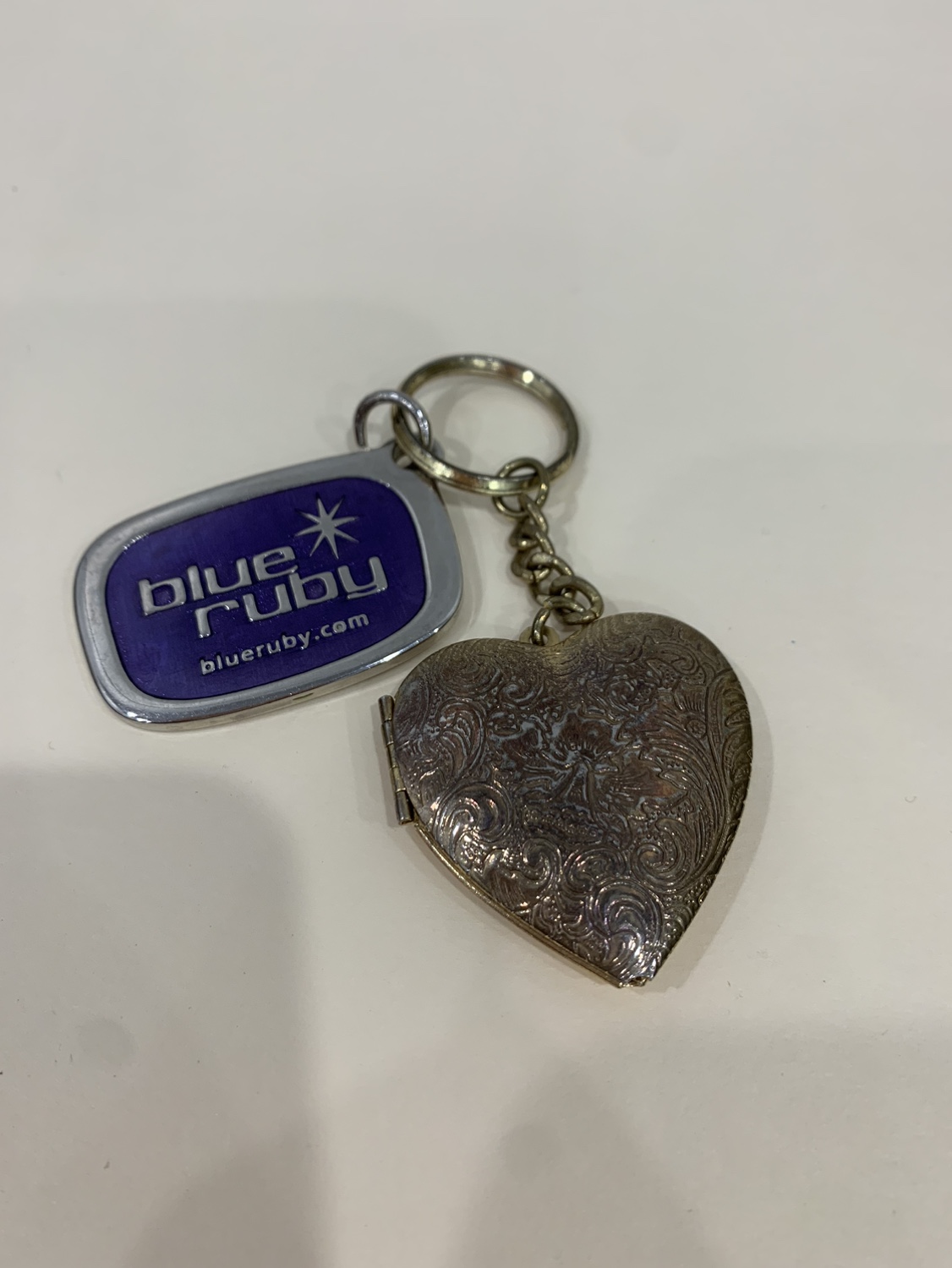 Blue Ruby Heart Locket Keychain #freecycle - photo 3