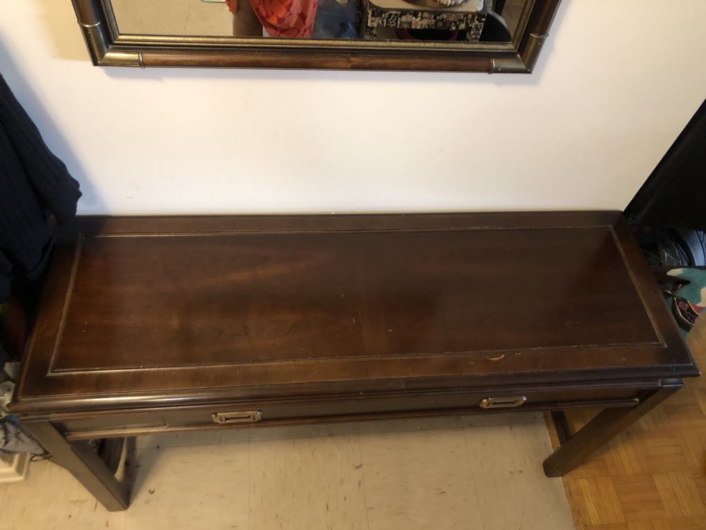 Wooden hall/sofa table & mirror set - photo 2