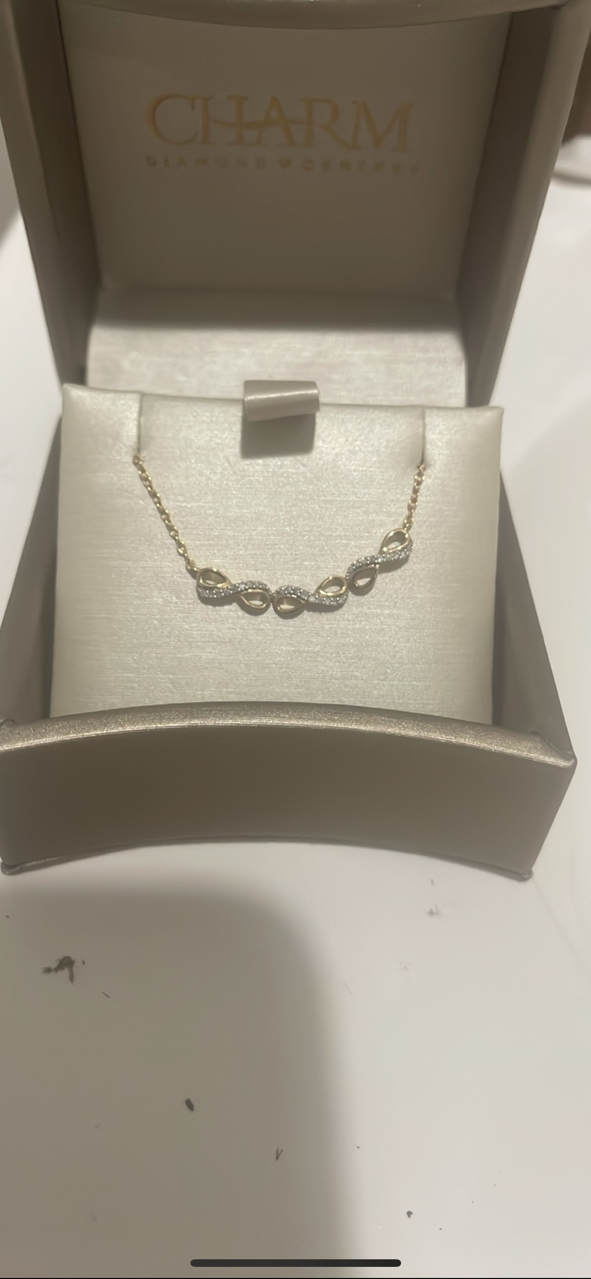 10K Yellow Gold Infinity Necklace with Diamonds