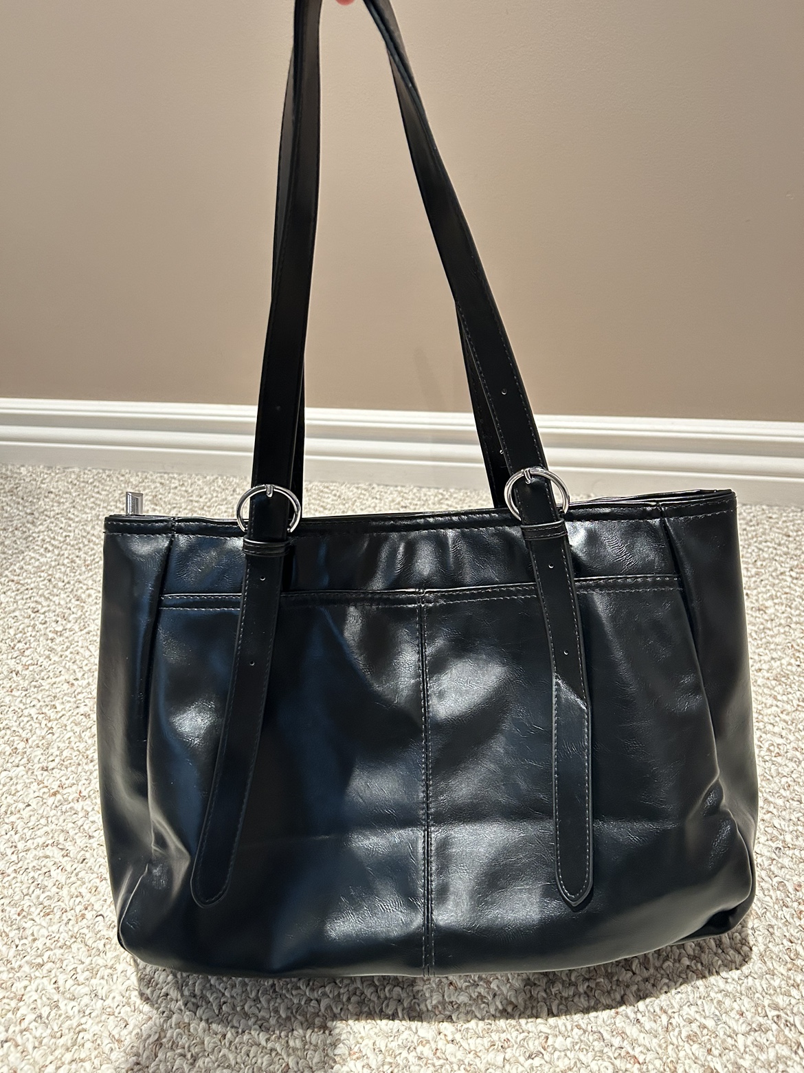 black leather tote bag - photo 2