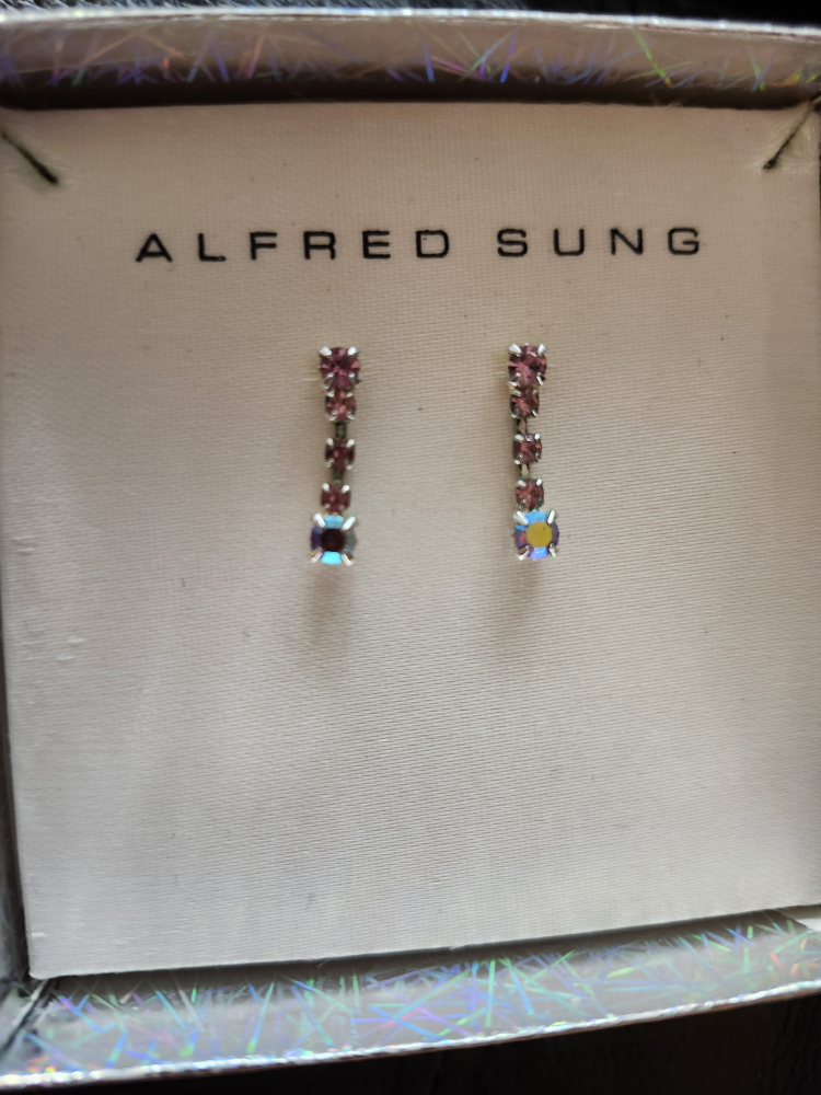 pink and silver necklace earrings set ##freecycle