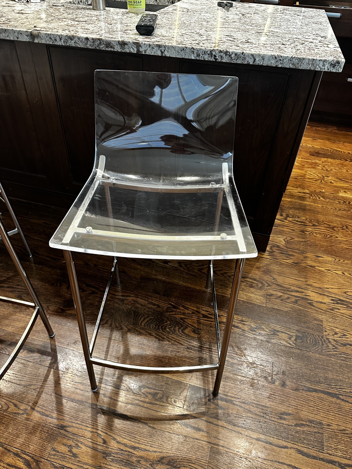 Cb2 clear barstools x 4 - photo 2