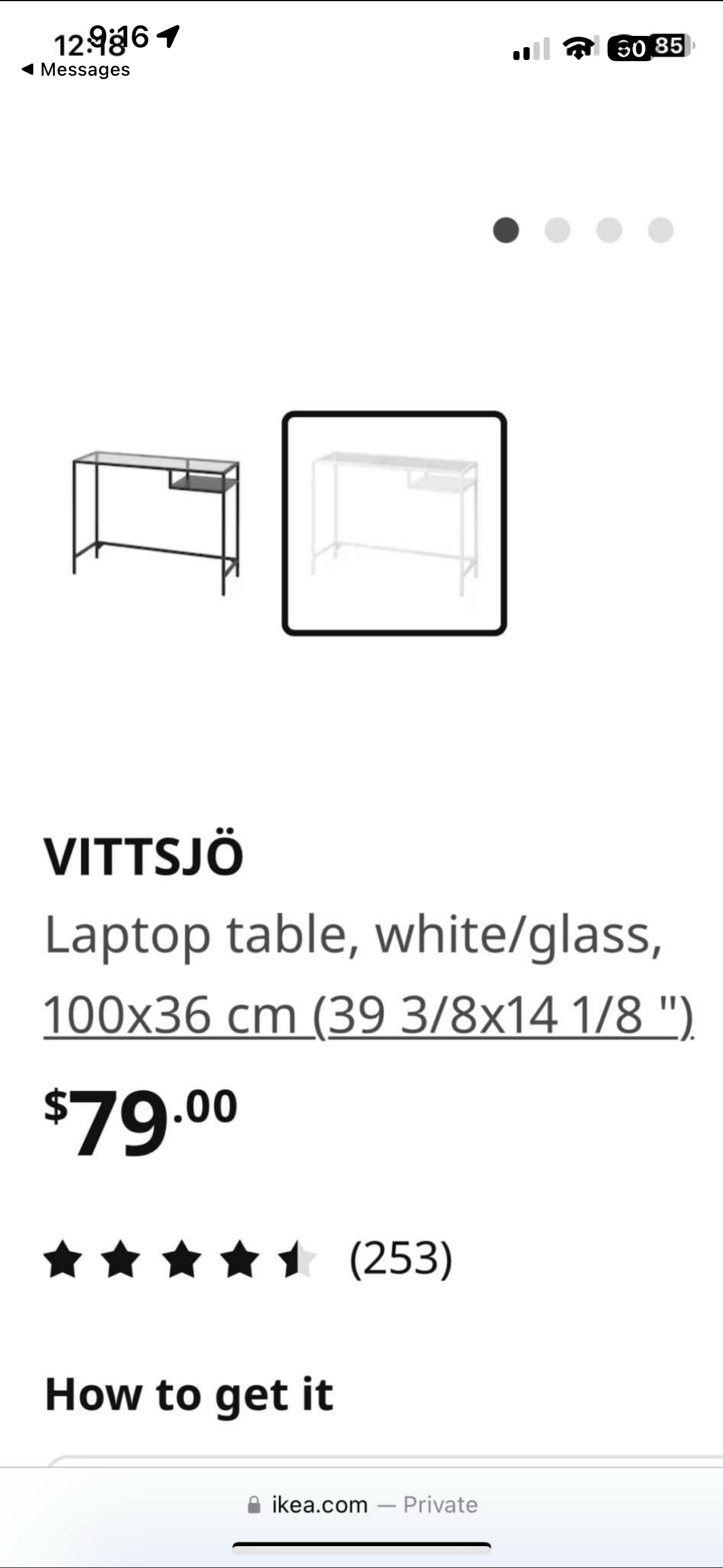 Work/ Laptop Table , white / glass - photo 3