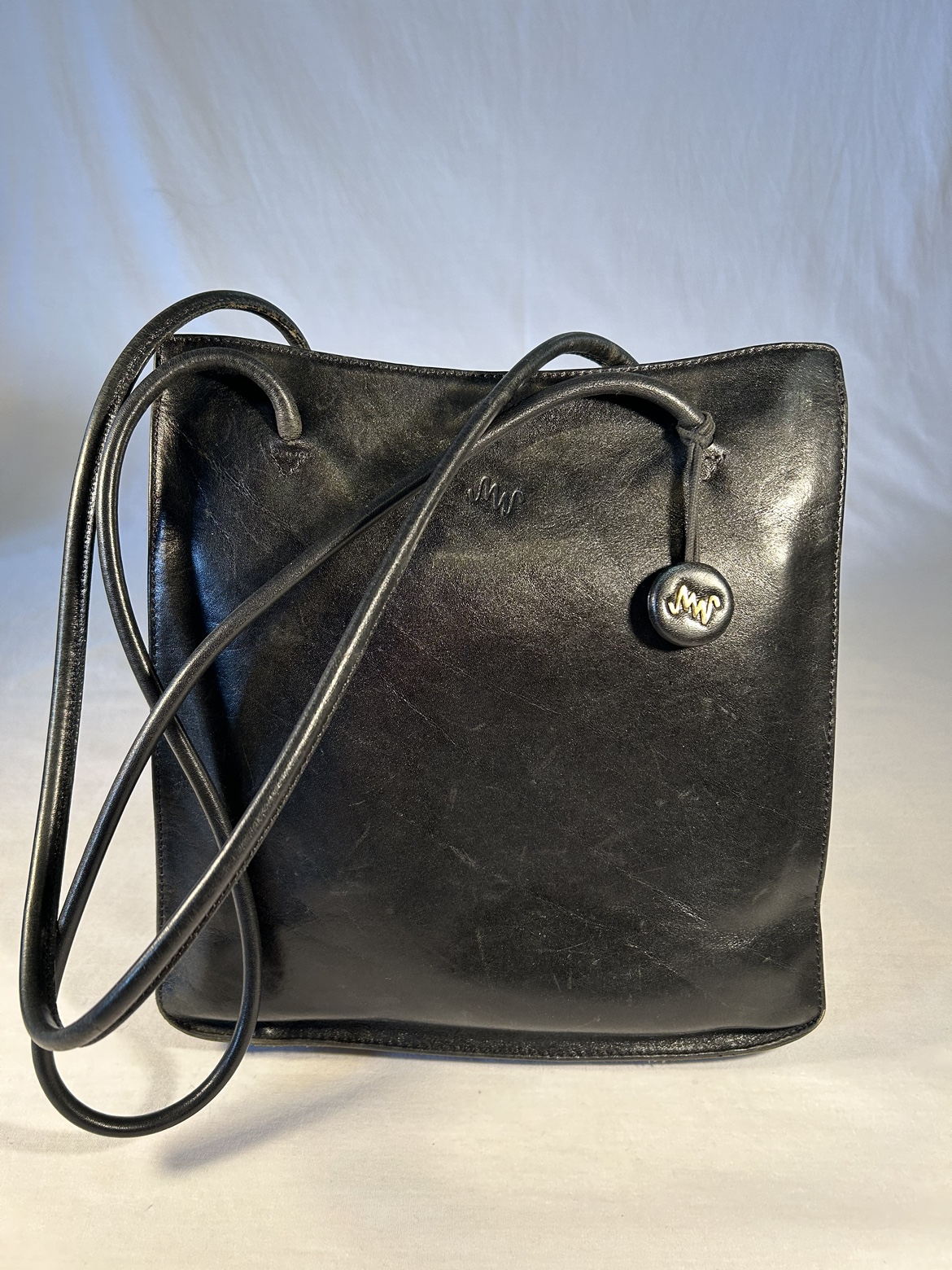 Monsac Black Leather Purse Shoulder Handbag thumbnail