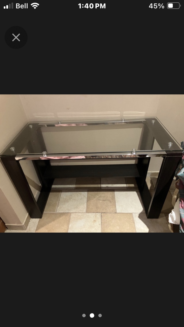 Thick glass top desk new