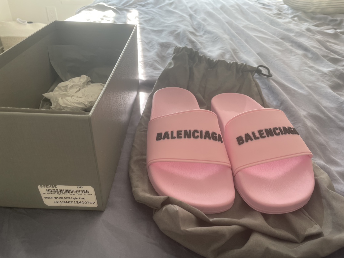 Balenciaga Logo Pool Slides Pink - photo 3