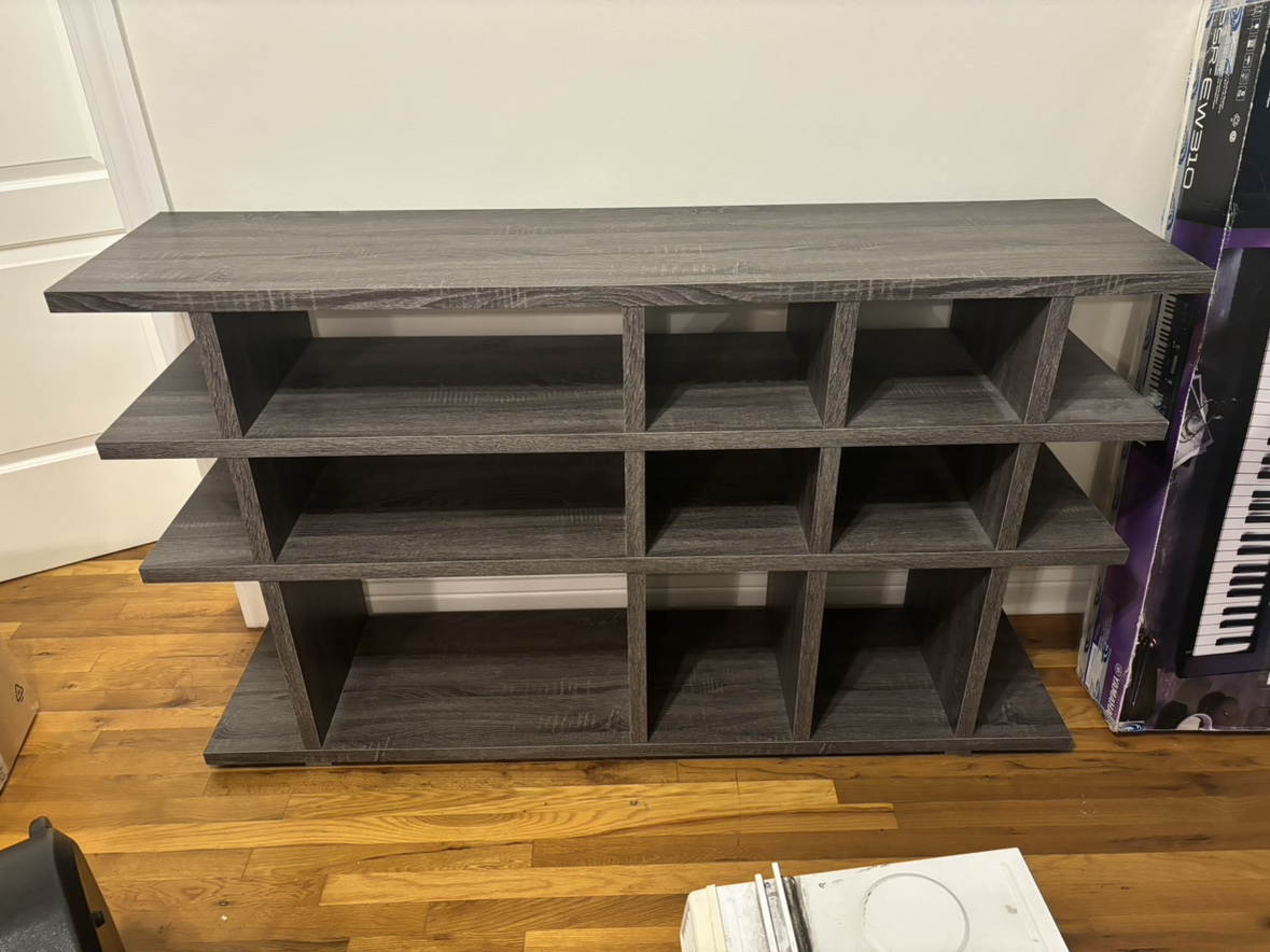 Gray modern bookshelf
