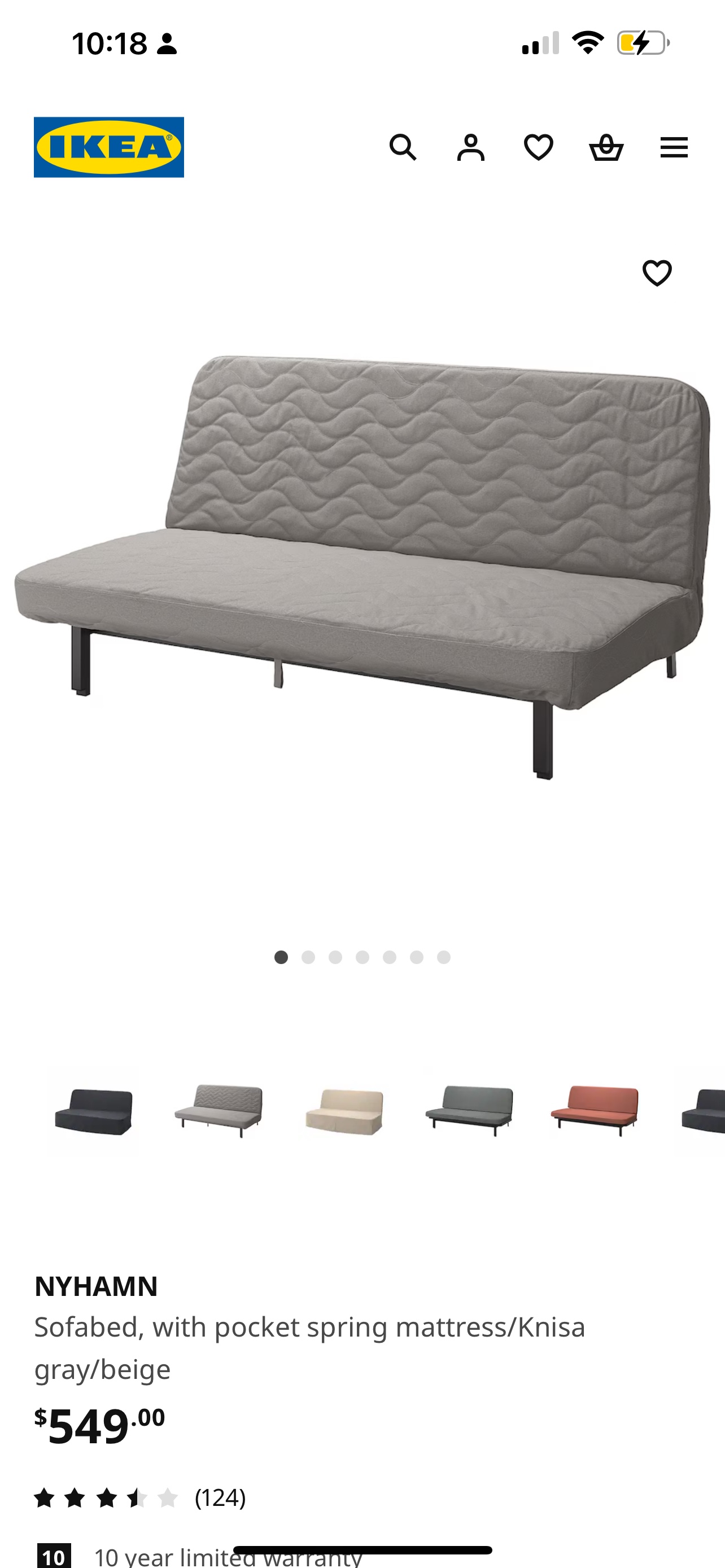 IKEA NYHAMN Sofabed, with pocket spring mattress image indicator(6)