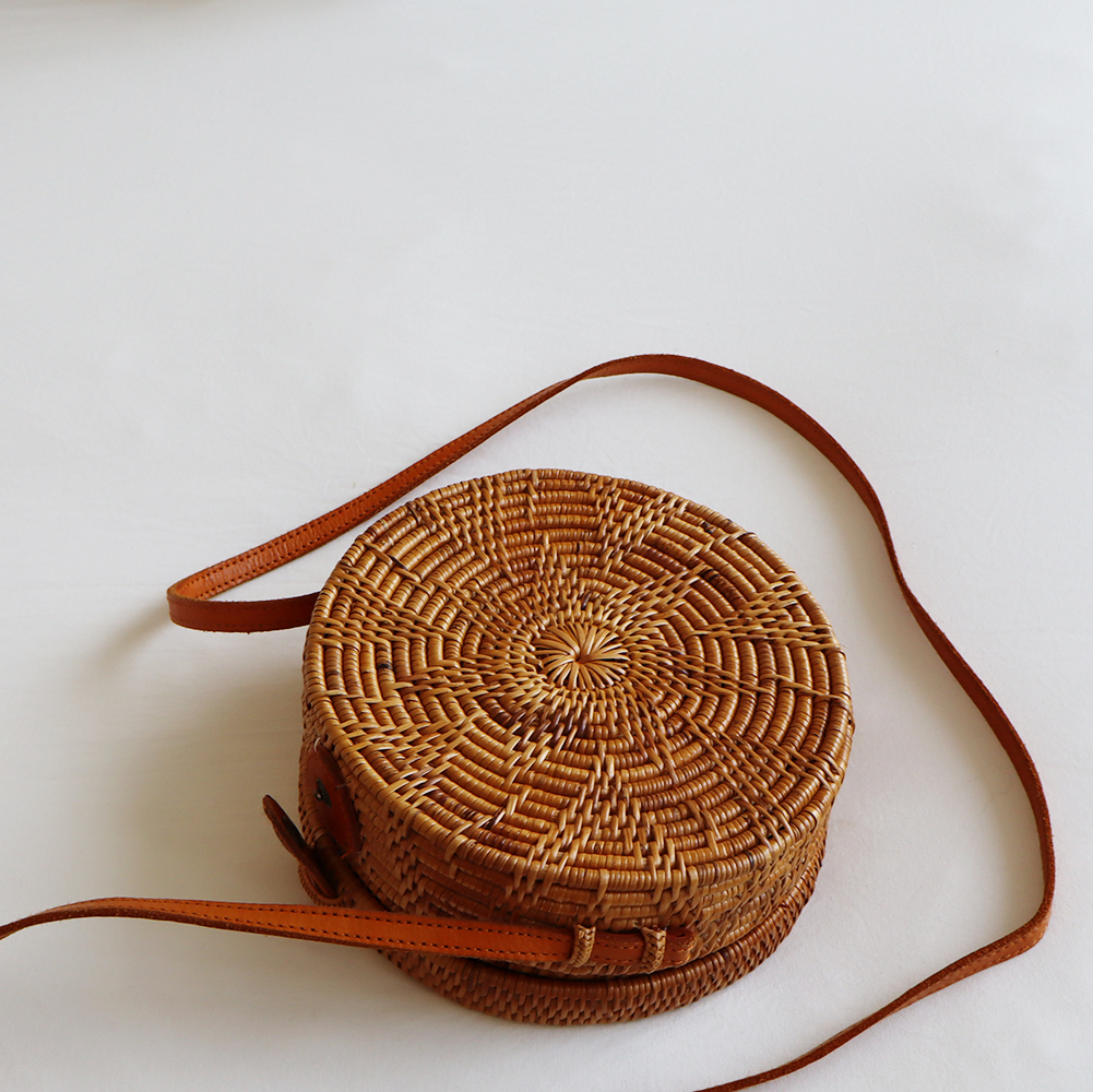 Handwoven Round Rattan Shoulder Bag