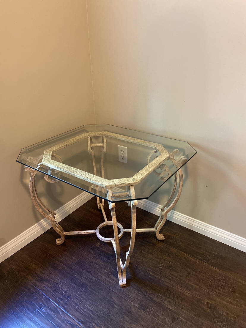 Glass coffee table antique style rustic
