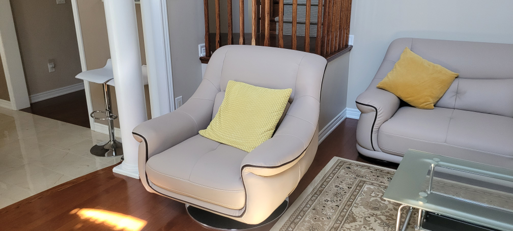 Cream Sofa sectional and swivel lounger - photo 4