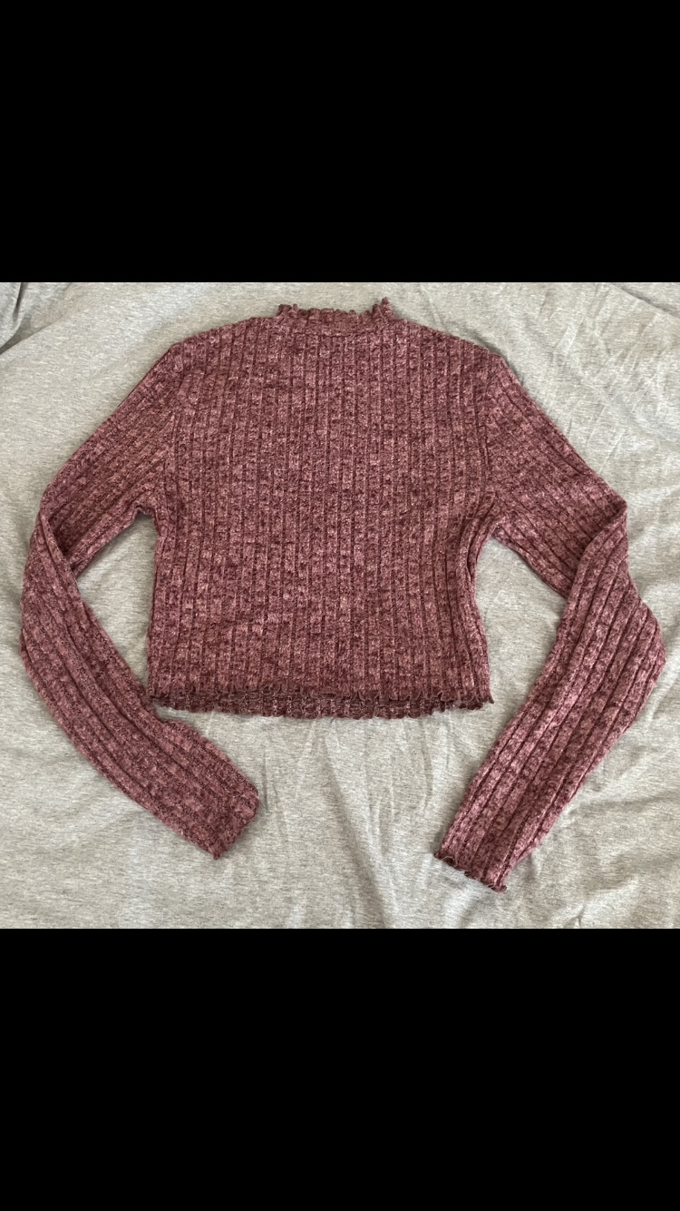 Women’s Shein Purple Long Sleeved Ribbed Crop Top Size M👚💜🩷 image indicator(4)