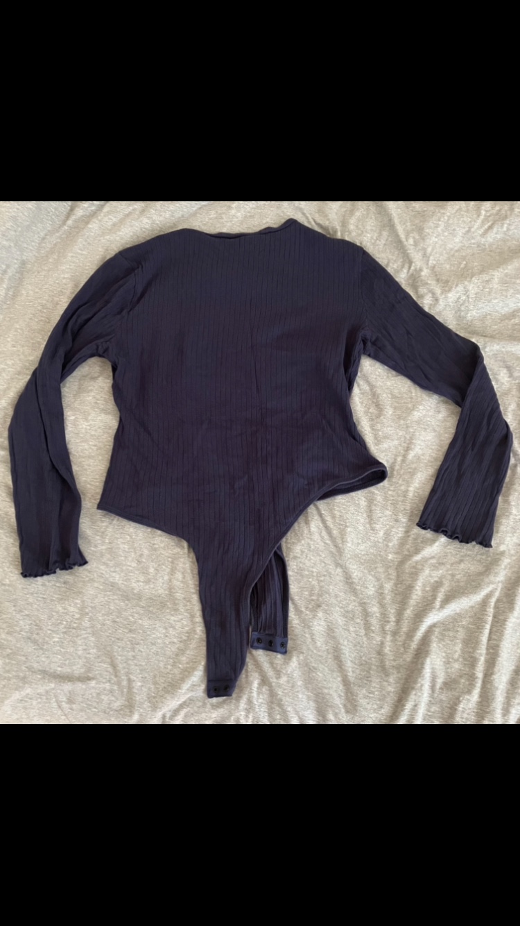 Women’s Shein Navy Blue Cotton Long Sleeved Bodysuit Size XL💙👚 image indicator(4)