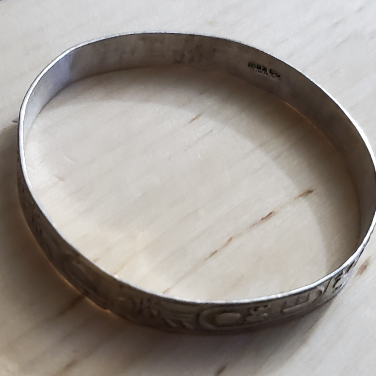Vtg. Mexico Sterling Bangle Bracelet image indicator(6)