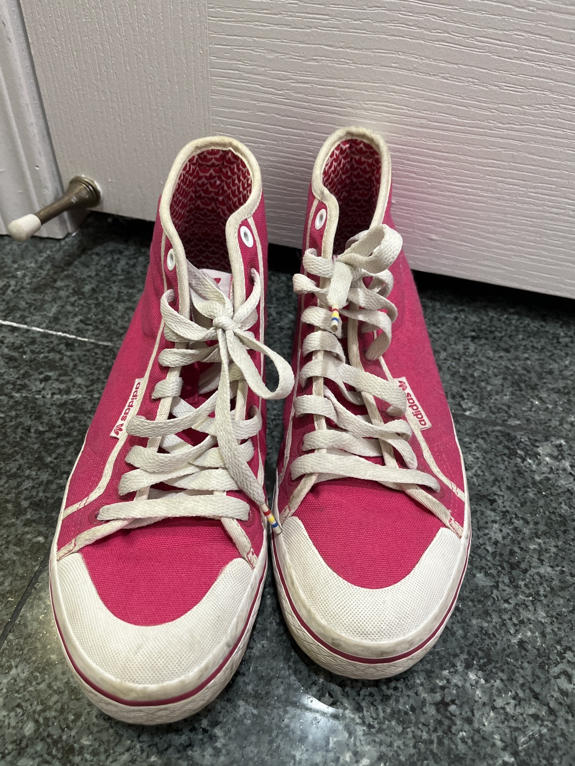 Night Pink Adidas Hi-Tops W8.5 thumbnail