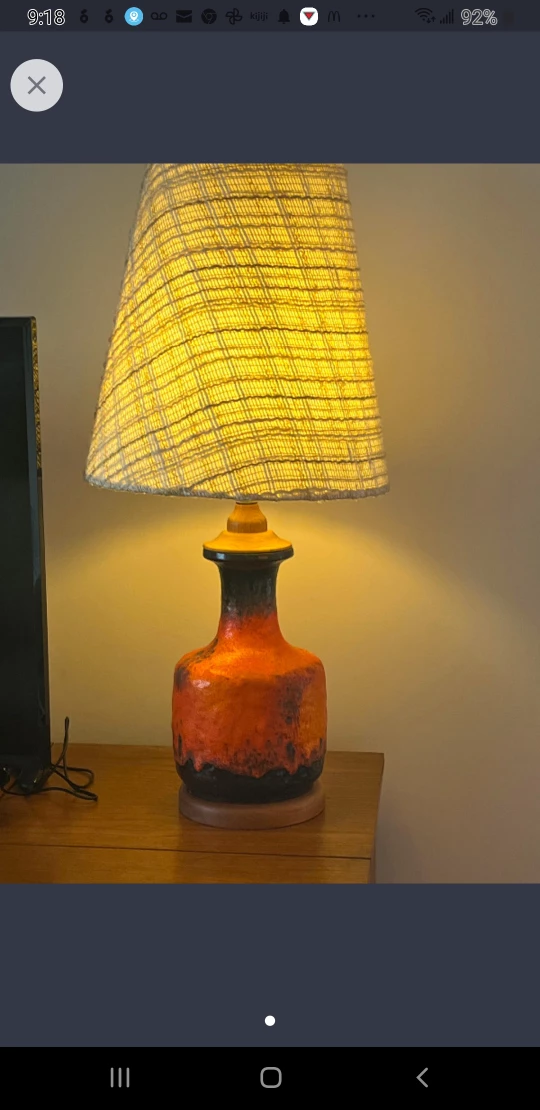 Vintage Teak and ceramic table lamp